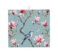 Tappetino scolapiatti assorbente con fiori di magnolia, per bancone della cucina, tappetino da caffè cinese, protezione scolapiatti con anello per appenderlo, 40,6 x 45,7 cm