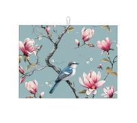 Tappetino scolapiatti assorbente con fiori di magnolia, per bancone della cucina, tappetino da caffè cinese, protezione scolapiatti con anello per appenderlo, 45 x 61 cm