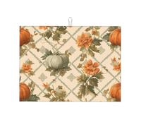 Tappetino scolapiatti assorbente con foglie autunnali di tacchino per bancone della cucina, tappetino da caffè autunnale con zucca, protezione scolapiatti con anello per appenderlo, 45 x 61 cm