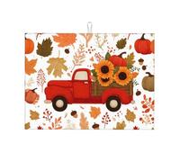 Tappetino scolapiatti assorbente con foglie d'acero girasole per bancone della cucina, tappetino autunnale per caffè, zucca, scolapiatti con anello per appenderlo, 45,7 x 61 cm