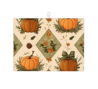 Tappetino scolapiatti assorbente con foglie del Ringraziamento per bancone della cucina, con fiocco di zucca, tappetino da caffè, scolapiatti con anello per appenderlo, 45 x 61 cm
