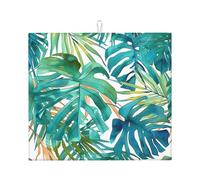 Tappetino scolapiatti assorbente con foglie della giungla, per bancone della cucina, tappetino da caffè tropicale, protezione scolapiatti con anello per appenderlo, 40,6 x 45,7 cm