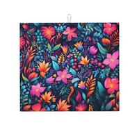 Tappetino scolapiatti assorbente con foglie di fiori, per bancone della cucina, con margherita, tappetino da caffè, protezione per scolapiatti con anello per appenderlo, 40,6 x 45,7 cm