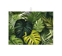 Tappetino scolapiatti assorbente con foglie tropicali della giungla per bancone della cucina, tappetino da caffè con anello per appenderlo, 45 x 61 cm