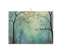 Tappetino scolapiatti assorbente con foresta primaverile, per bancone della cucina, con fiore di campo, tappetino da caffè, protezione per scolapiatti con anello per appenderlo, 45,7 x 61 cm