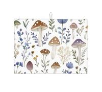 Tappetino scolapiatti assorbente con funghi e foresta per bancone della cucina, tappetino da caffè con anello per appenderlo, 45,7 x 61 cm