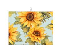 Tappetino scolapiatti assorbente con girasoli gialli, per bancone della cucina, motivo floreale, tappetino da caffè, scolapiatti con anello per appenderlo, 45 x 61 cm