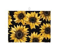 Tappetino scolapiatti assorbente con girasoli per bancone della cucina, tappetino da caffè floreale giallo con anello per appenderlo, 45 x 61 cm