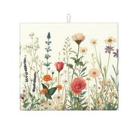 Tappetino scolapiatti assorbente con margherita rosa per bancone della cucina, tappetino da caffè, protezione scolapiatti con anello per appenderlo, 40,6 x 45,7 cm