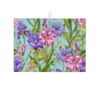 Tappetino scolapiatti assorbente con motivo a farfalla iris, per bancone della cucina, tappetino da caffè colorato, protezione scolapiatti con anello per appenderlo, 45,7 x 61 cm