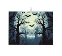 Tappetino scolapiatti assorbente con motivo a luna piena, per bancone della cucina, per Halloween, pipistrello, caffè, scolapiatti con anello per appenderlo, 45,7 x 61 cm
