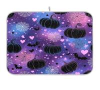 Tappetino scolapiatti assorbente con motivo a ragnatela di zucca, pipistrello, cuore, ragnatela, 45,7 x 61,7 cm, assorbente per la cucina, ad asciugatura rapida