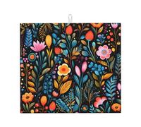 Tappetino scolapiatti assorbente con motivo floreale colorato, per bancone della cucina, motivo margherita, tappetino da caffè, scolapiatti con anello per appenderlo, 40,6 x 45,7 cm