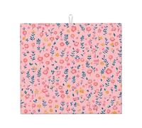 Tappetino scolapiatti assorbente con motivo floreale rosa, per bancone della cucina, tappetino da caffè vintage con anello per appenderlo, 40,6 x 45,7 cm