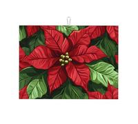 Tappetino scolapiatti assorbente con motivo floreale rosso, per bancone della cucina, motivo: stella di Natale, tappetino da caffè, scolapiatti con anello per appenderlo, 45,7 x 61 cm
