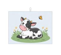 Tappetino scolapiatti assorbente con motivo mucca, per bancone della cucina, tappetino da caffè, tappetino da caffè con anello per appenderlo, 45,7 x 61 cm