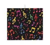 Tappetino scolapiatti assorbente con note musicali, per bancone della cucina, tappetino da caffè artistico colorato, protezione scolapiatti con anello per appenderlo, 40,6 x 45,7 cm