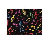 Tappetino scolapiatti assorbente con note musicali, per bancone della cucina, tappetino da caffè artistico colorato, protezione scolapiatti con anello per appenderlo, 45,7 x 61 cm