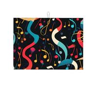 Tappetino scolapiatti assorbente con note musicali, tappetino scolapiatti per bancone della cucina, tappetino da caffè musicale astratto, protezione scolapiatti con anello per appenderlo, 45 x 61 cm