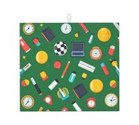 Tappetino scolapiatti assorbente con orologio da calcio, tappetino scolapiatti per bancone della cucina, matita righello, tappetino da caffè, scolapiatti con anello per appenderlo, 40,6 x 45,7 cm