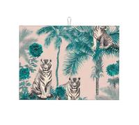 Tappetino scolapiatti assorbente con palma tigre, tappetino scolapiatti per bancone della cucina, tappetino da caffè con anello per appenderlo, 45 x 61 cm