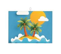 Tappetino scolapiatti assorbente con palme in stile cartone animato, tappetino scolapiatti per cucina, bancone isola, onde, tappetino da caffè, scolapiatti con anello per appenderlo, 45,7 x 61 cm