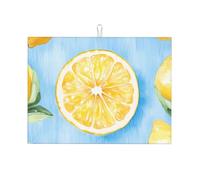 Tappetino scolapiatti assorbente con pittura a olio e limone, per bancone della cucina, per frutta, caffè, piatti, con anello per appenderlo, 45,7 x 61 cm