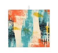 Tappetino scolapiatti assorbente con pittura ad olio per bancone della cucina, tappetino da caffè arte moderna, protezione scolapiatti con anello per appenderlo, 40,6 x 45,7 cm