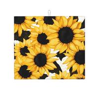 Tappetino scolapiatti assorbente con stampa di mucca, tappetino scolapiatti per bancone della cucina, tappetino da caffè girasole, protezione scolapiatti con anello per appenderlo, 40,6 x 45,7 cm