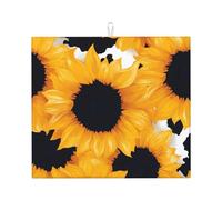 Tappetino scolapiatti assorbente con stampa di mucche di girasole, tappetino scolapiatti per bancone della cucina, tappetino da caffè floreale con anello per appenderlo, 40,6 x 45,7 cm