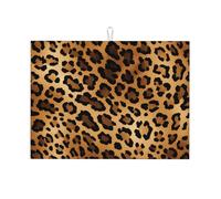 Tappetino scolapiatti assorbente con stampa leopardata, per bancone della cucina, tappetino da caffè in pelle di tigre, protezione scolapiatti con anello per appenderlo, 45,7 x 61 cm
