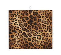 Tappetino scolapiatti assorbente con stampa leopardata, per bancone della cucina, tappetino da caffè in pelle di tigre, protezione scolapiatti con anello per appenderlo, 40,6 x 45,7 cm