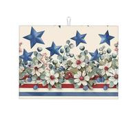 Tappetino scolapiatti assorbente con stella americana, per bancone della cucina, con bandiera degli Stati Uniti, tappetino da caffè, protezione scolapiatti con anello per appenderlo, 45,7 x 61 cm