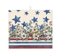 Tappetino scolapiatti assorbente con stella americana, per bancone della cucina, con bandiera degli Stati Uniti, tappetino da caffè, protezione scolapiatti con anello per appenderlo, 40,6 x 45,7 cm
