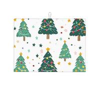 Tappetino scolapiatti assorbente con stella dell'albero per bancone della cucina, tappetino da caffè di Natale, protezione scolapiatti con anello per appenderlo, 45,7 x 61 cm