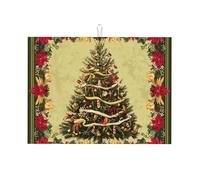 Tappetino scolapiatti assorbente con stella di Natale per bancone della cucina, albero di Natale, tappetino da caffè, scolapiatti con anello per appenderlo, 45,7 x 61 cm