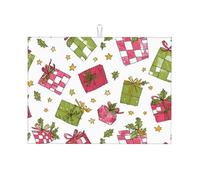 Tappetino scolapiatti assorbente con stella di Natale, per bancone della cucina, tappetino da caffè, protezione scolapiatti con anello per appenderlo, 45,7 x 61 cm