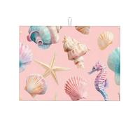 Tappetino scolapiatti assorbente con stella marina, tappetino scolapiatti per bancone della cucina, tappetino da caffè, tappetino per piatti con anello per appenderlo, 45 x 61 cm