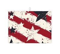 Tappetino scolapiatti assorbente con stella vintage per bancone della cucina, tappetino da caffè con bandiera americana, protezione per scolapiatti con anello per appenderlo, 45,7 x 61 cm