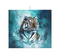 Tappetino scolapiatti assorbente con tigre animale, per bancone della cucina, tappetino da caffè, protezione scolapiatti con anello per appenderlo, 40,6 x 45,7 cm