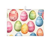 Tappetino scolapiatti assorbente con uova di Pasqua, per bancone della cucina, tappetino da caffè colorato, protezione scolapiatti con anello per appenderlo, 45 x 61 cm