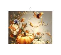 Tappetino scolapiatti assorbente con zucca autunnale e farfalla per bancone della cucina, per il bancone della cucina, tappetino per il Ringraziamento, tappetino da caffè, scolapiatti con anello per