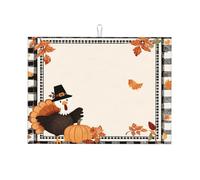 Tappetino scolapiatti assorbente con zucca bianca, per bancone della cucina, crisantemi vintage, tappetino da caffè, protezione scolapiatti con anello per appenderlo, 45,7 x 61 cm