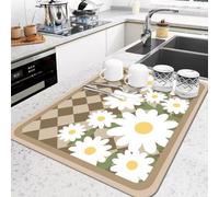 Tappetino scolapiatti assorbente da cucina, tappetino per macchina del caffè, tappetino ad asciugatura rapida, tappetino isolante, tappetino per lavello in nanofibre di diatomacee (50 x 60 cm, stile