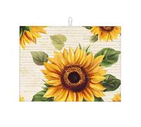 Tappetino scolapiatti assorbente in carta con girasole per bancone della cucina, tappetino da caffè vintage, protezione scolapiatti con anello per appenderlo, 45,7 x 61 cm
