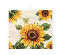 Tappetino scolapiatti assorbente in carta con girasole per bancone della cucina, tappetino da caffè vintage, protezione scolapiatti con anello per appenderlo, 40,6 x 45,7 cm