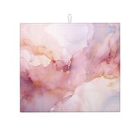 Tappetino scolapiatti assorbente in marmo rosa per bancone della cucina, linea astratta, tappetino da caffè, scolapiatti con anello per appenderlo, 40,6 x 45,7 cm