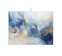 Tappetino scolapiatti assorbente in microfibra con trama in marmo blu e bianco, 18x24 cm, per lavello da cucina, accessori da cucina