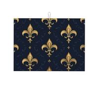 Tappetino scolapiatti assorbente Mardi Gras per bancone della cucina Fleur De Lis, tappetino scolapiatti con anello per appenderlo, 45,7 x 61 cm
