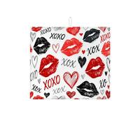 Tappetino scolapiatti assorbente, motivo bacio di San Valentino, stampa a cuore rosso e nero, romantico tappetino scolapiatti in microfibra per bancone della cucina, 40,6 x 45,7 cm